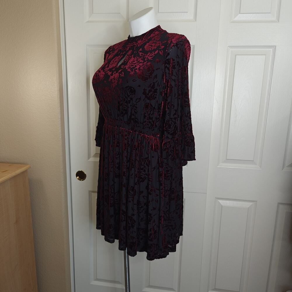 ModCloth mock neck velvet floral mini dress sz XL - Picture 5 of 13
